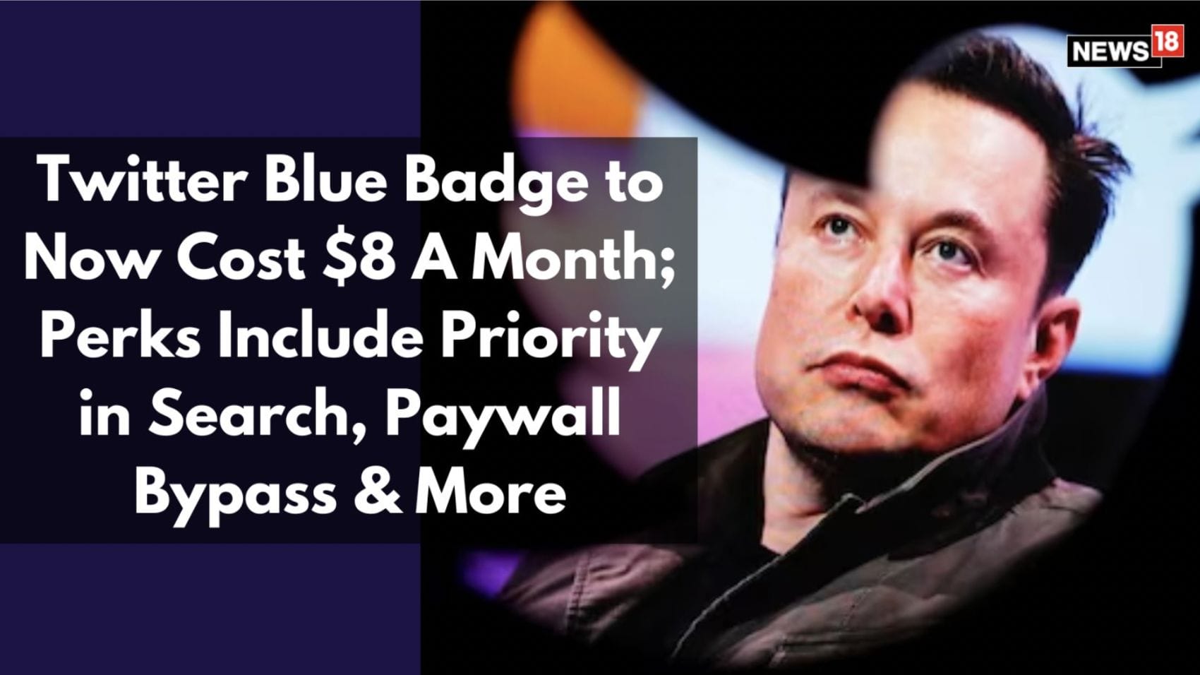 Image of the news of Elon Musk announcing that users can get a blue tick at $8/month.