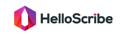 The brand logo of HelloScribe.