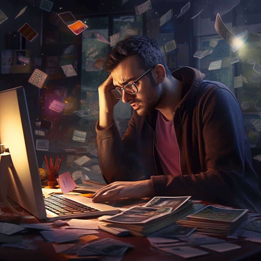 A man managing failed payments on a computer