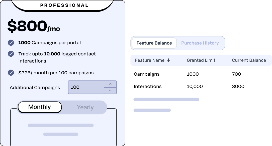 Real-time entitlements with details like campaigns and interactions.