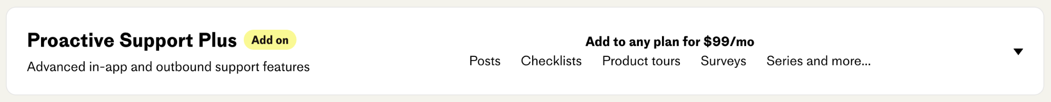 Intercom’s Proactive Support Plus add-on pricing banner